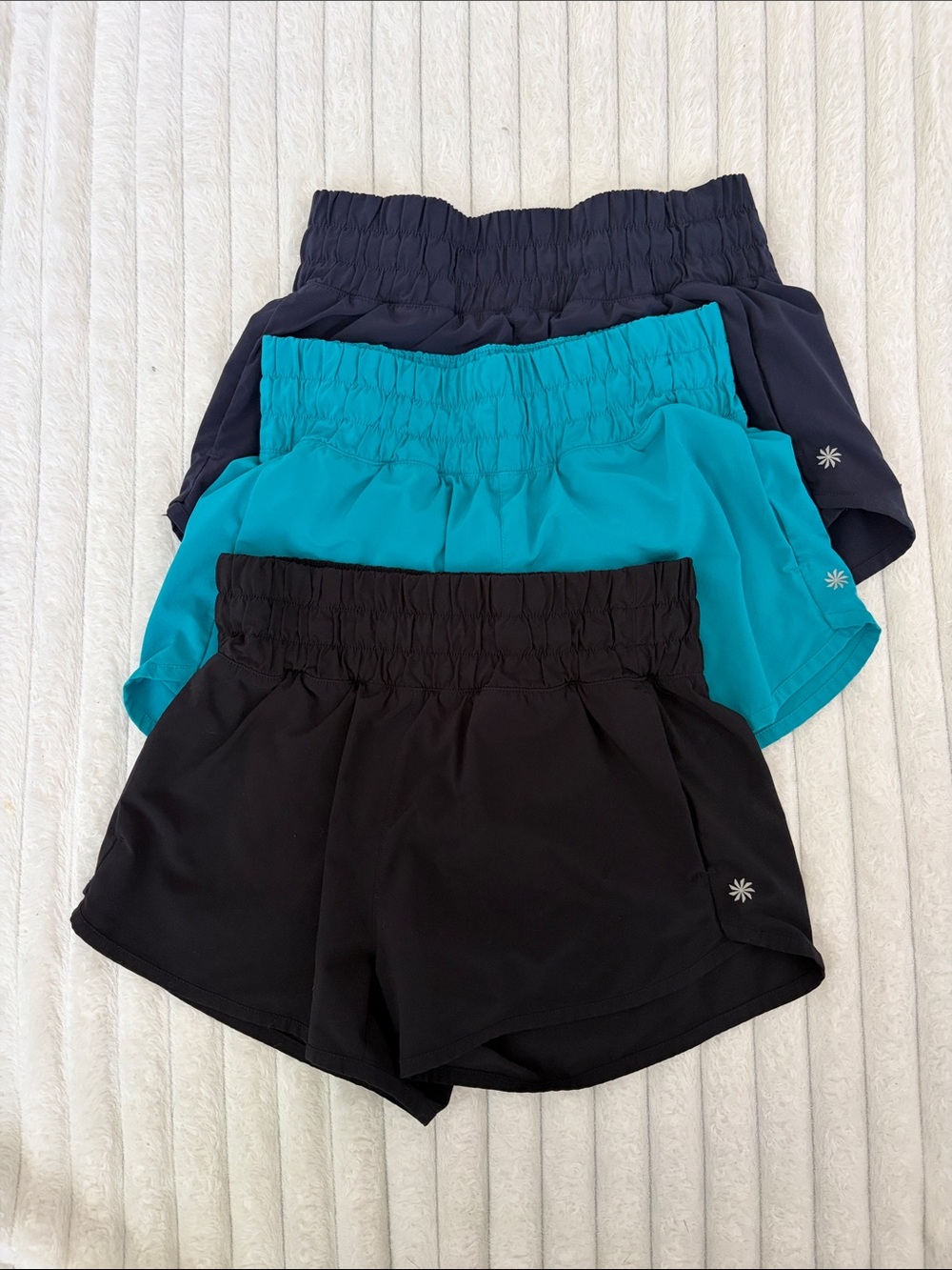 Athleta Girls' Active Shorts Trio - Black, Teal, Navy